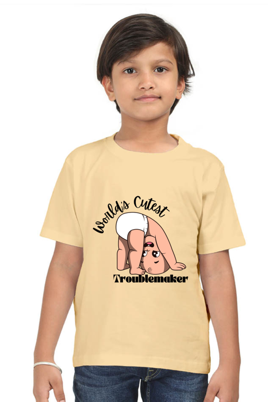 World Cutest Troublemaker Boys Round Neck T-shirt